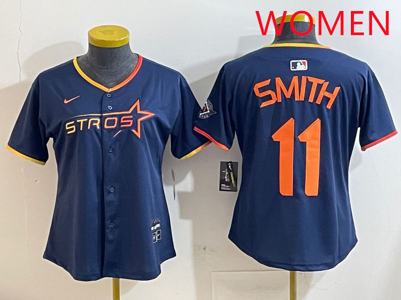 Women Houston Astros #11 Smith Blue three generations Joint Name Nike 2025 MLB Jersey style 3->women mlb jersey->Women Jersey
